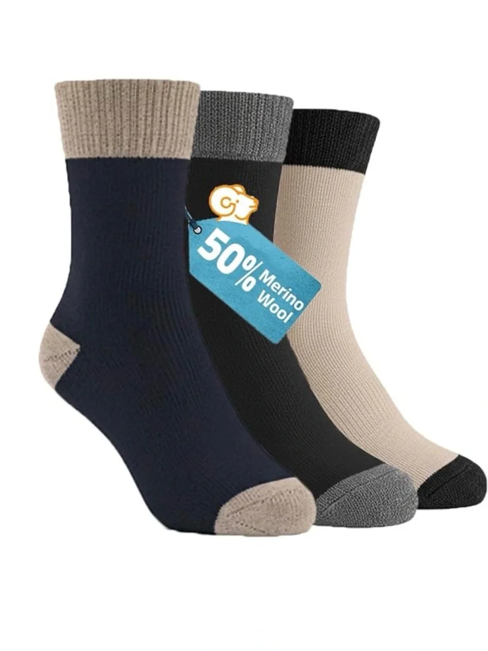 Merino Cozy Crew 3 Pair Wool Blend Socks Unisex